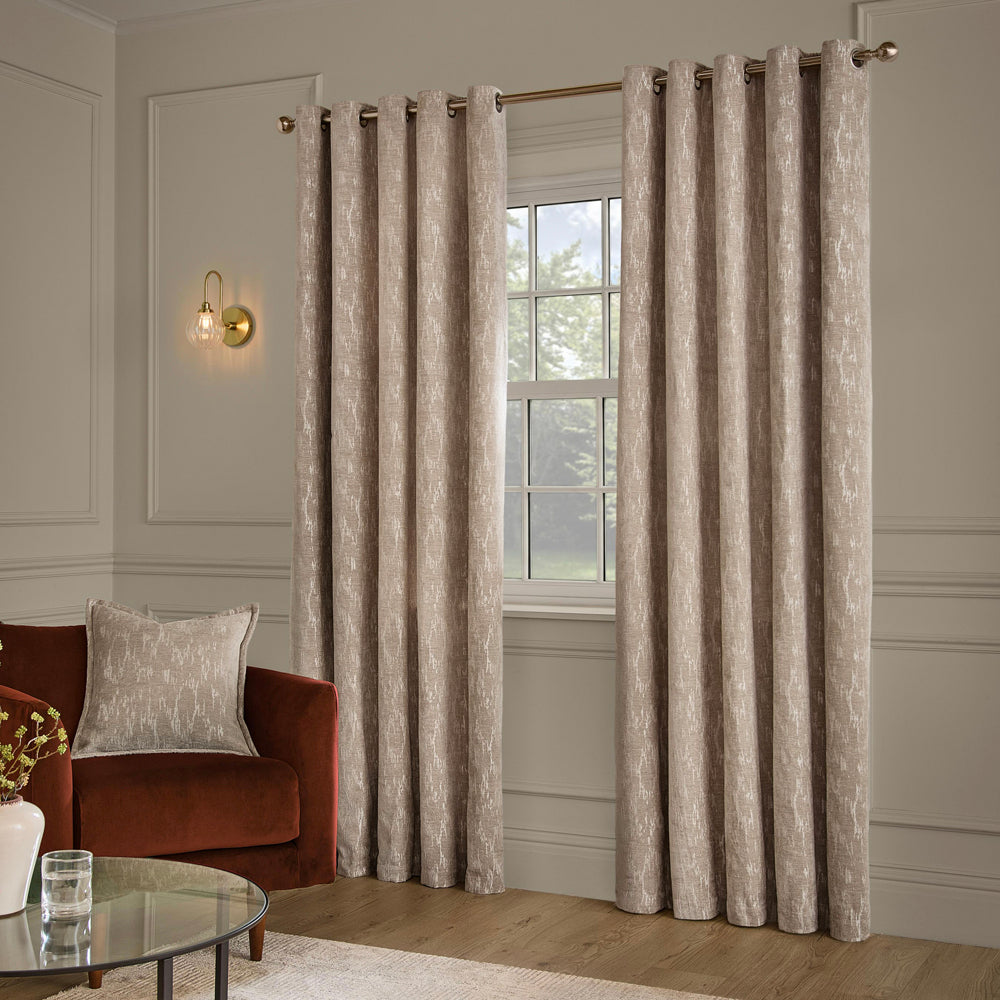 Aurelio Chenille Fully Lined Eyelet Curtains Mink