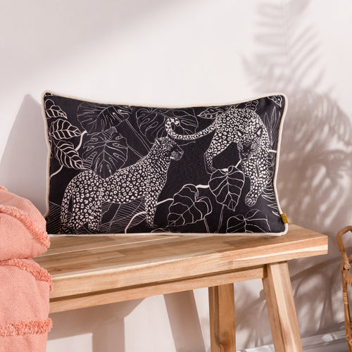 Abstract Black Cushions - Aurora Rectangular Leopard Cushion Cover Blush/Black furn.