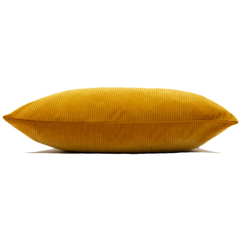 Plain Yellow Cushions - Aurora Ribbed Velvet Cushion Cover Ochre Yellow furn.