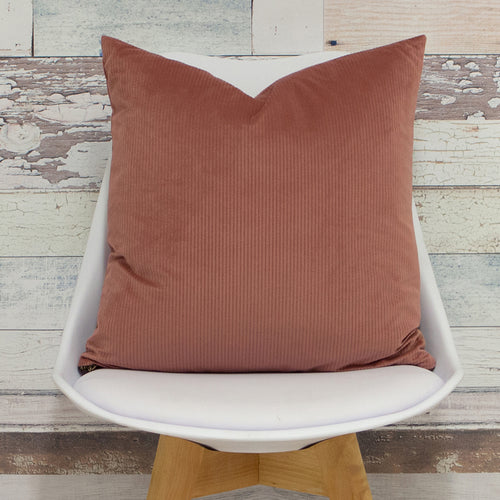 Plain Pink Cushions - Aurora Ribbed Velvet Cushion Cover Rock Rose furn.