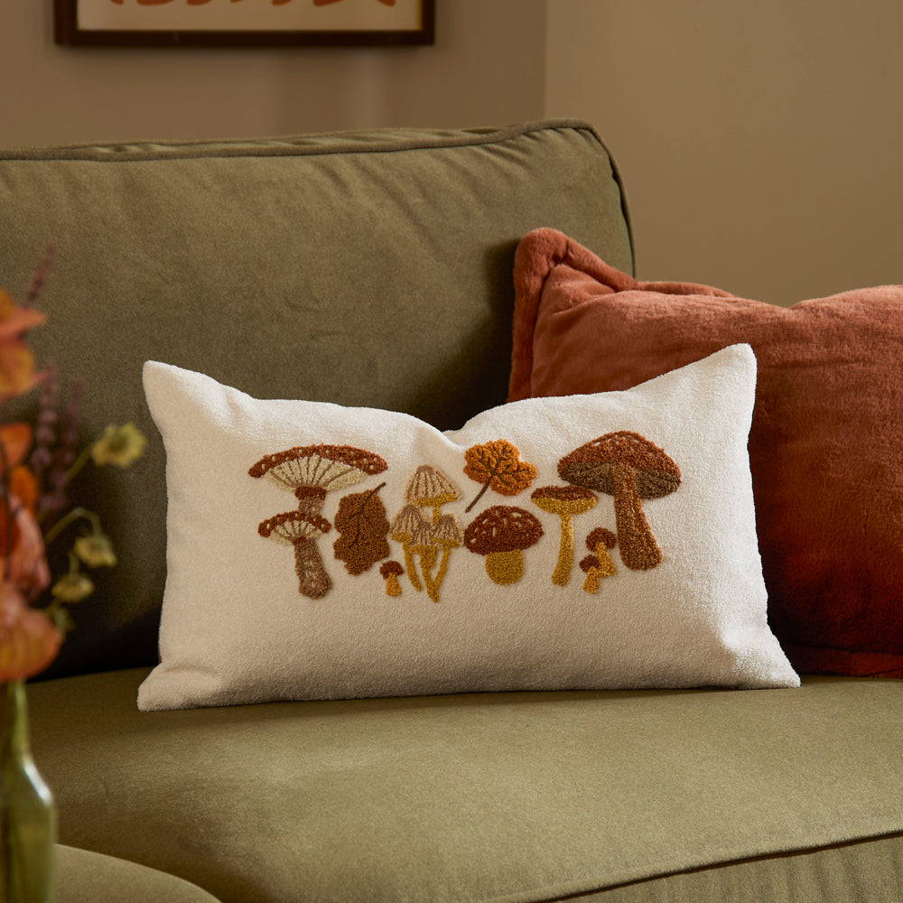 Woodland Beige Cushions - Autumn Forage Tufted Cushions Truffle Furn
