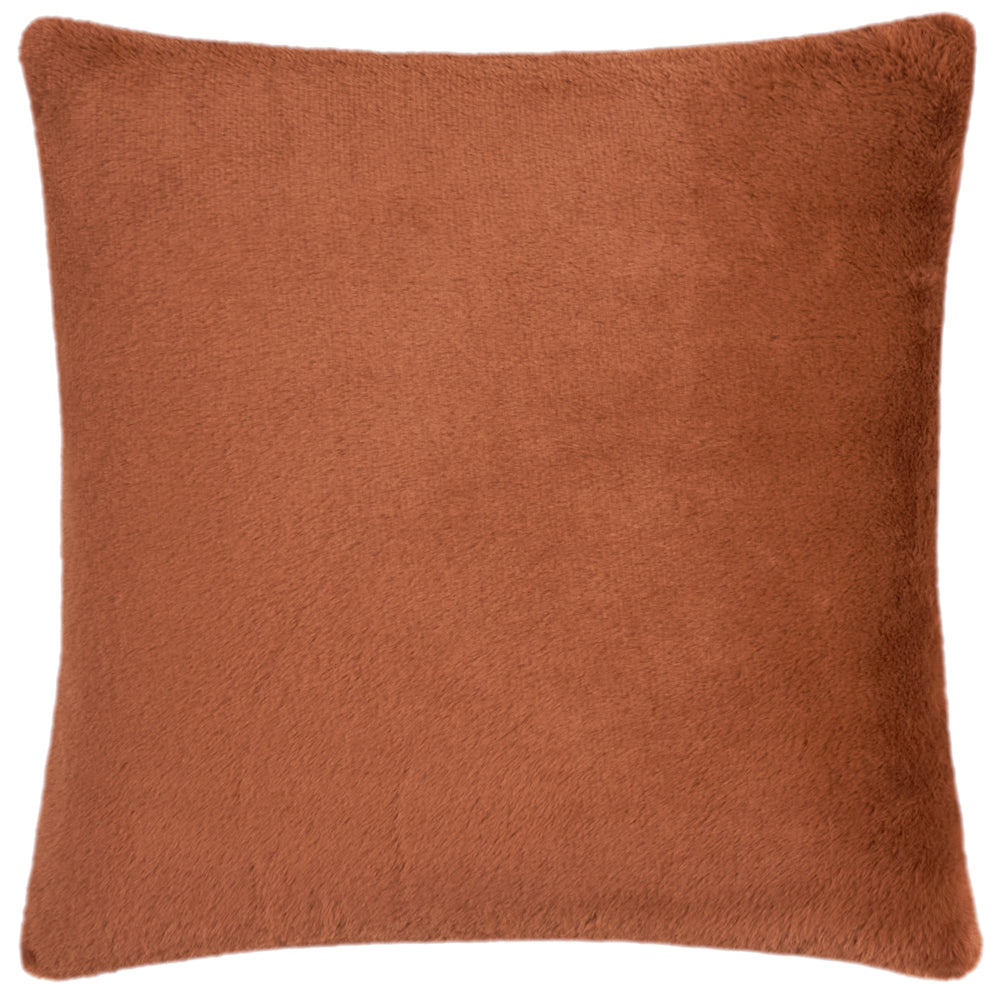 Autumn Trail Embroidered Faux Fur Cushion Rust