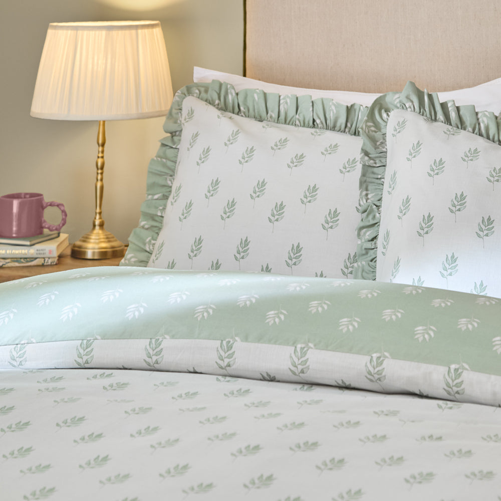 Ava Reversible Duvet Cover Set White Sage