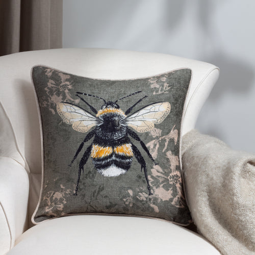 Animal Green Cushions - Avebury Bee Cushion Cover Sage Evans Lichfield