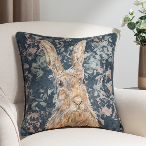 Animal Blue Cushions - Avebury Hare Cushion Cover Navy Evans Lichfield