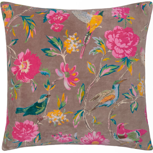 Aviary 100% Cotton Velvet Cushion Mink