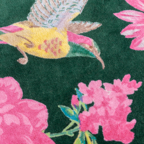 Aviary 100% Cotton Velvet Cushion Woodgrove Green