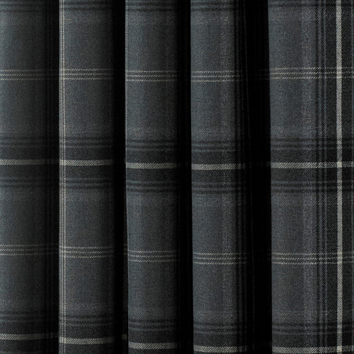 Check Grey Curtains - Aviemore Tartan Faux Wool Eyelet Curtains Grey Paoletti