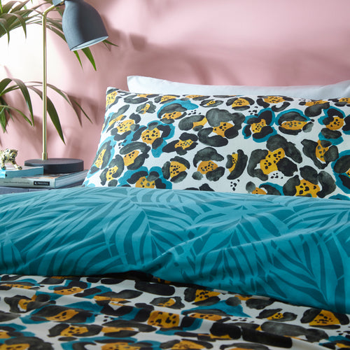 Animal Blue Bedding - Ayanna Leopard Print Duvet Cover Set Teal furn.