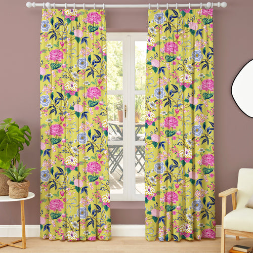 Floral Yellow M2M - Azalea Bamboo Floral Made to Measure Curtains furn.