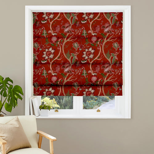 Floral Red M2M - Botanist Russet Floral Made to Measure Roman Blinds Paoletti