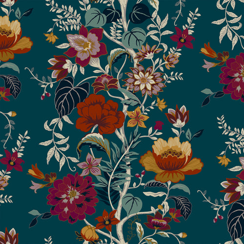 Floral Blue M2M - Dusk Bloom Teal Floral Made to Measure Roman Blinds Paoletti