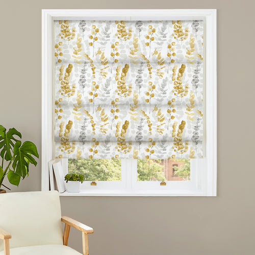 Floral Yellow M2M - Eucalyptus Ochre Made to Measure Roman Blinds Evans Lichfield