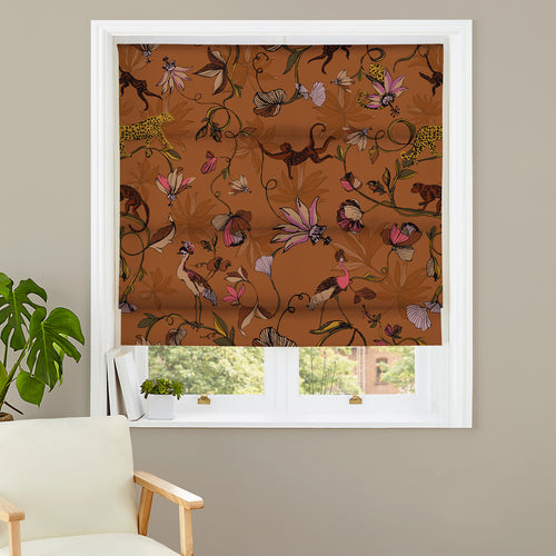Floral Red M2M - Exotic Wildlings Warm Sienna Made to Measure Roman Blinds furn.