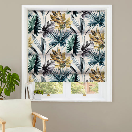Floral Cream M2M - Exotic Leaves Ink Made to Measure Roman Blinds Evans Lichfield