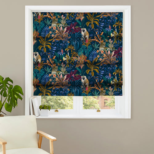 Floral Blue M2M - Exotic Trail Moonlight Made to Measure Roman Blinds Evans Lichfield