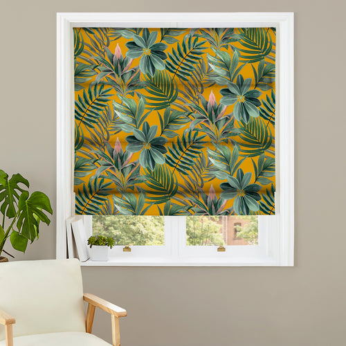 Floral Yellow M2M - Fauna Ochre Made to Measure Roman Blinds Evans Lichfield