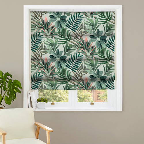 Floral Green M2M - Fauna Sage Made to Measure Roman Blinds Evans Lichfield