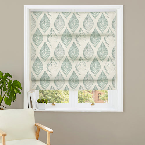 Floral Blue M2M - Feuille Duck Egg Floral Made to Measure Roman Blinds Evans Lichfield