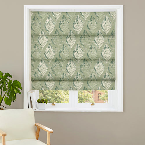 Floral Green M2M - Feuille Sage Floral Made to Measure Roman Blinds Evans Lichfield