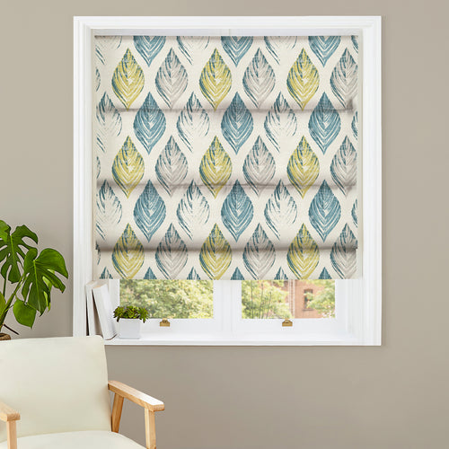 Floral Beige M2M - Feuille Stone/Lime Floral Made to Measure Roman Blinds Evans Lichfield