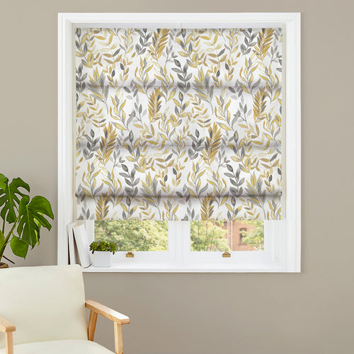 Floral Yellow M2M - Longstock Ochre Made to Measure Roman Blinds Evans Lichfield