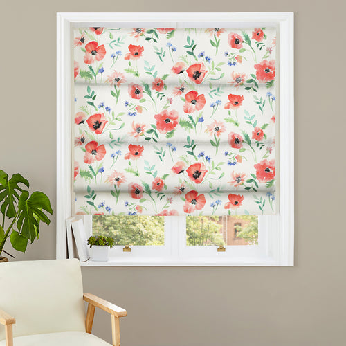 Floral Red M2M - Poppy Cinnabar Red Made to Measure Roman Blinds Evans Lichfield