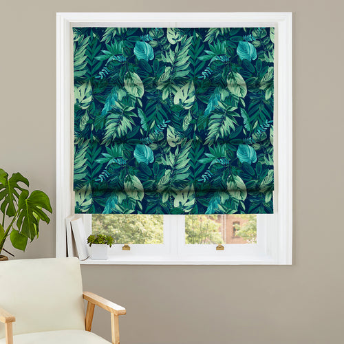 Jungle Blue M2M - Psychedelic Jungle Navy Made to Measure Roman Blinds furn.