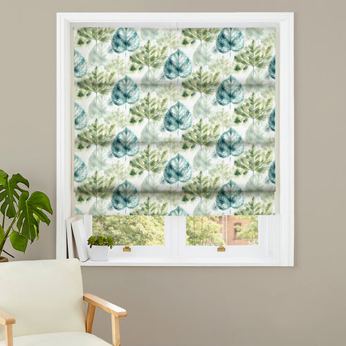 Floral Green M2M - Sycamore Sage/Teal Made to Measure Roman Blinds Evans Lichfield