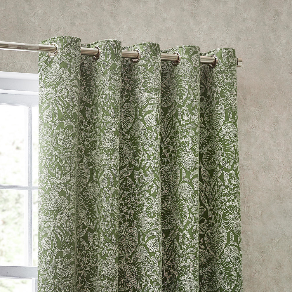Bali Green Eyelet Curtains | Olive Curtains | Wylder – Furn.com