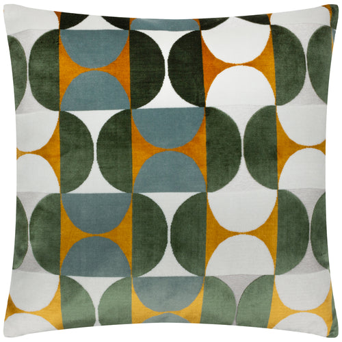 Geometric Yellow Cushions - Bardot Cut Velvet Cushion Cover Gold/Blue Paoletti