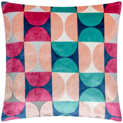 Geometric Blue Cushions - Bardot Cut Velvet Cushion Cover Magenta/Blue Paoletti