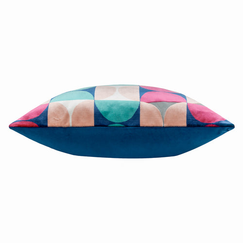 Geometric Blue Cushions - Bardot Cut Velvet Cushion Cover Magenta/Blue Paoletti