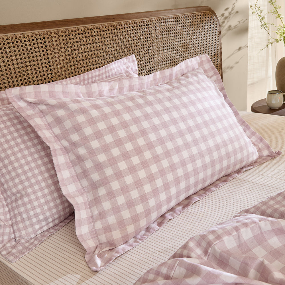 Barton Gingham Check Duvet Cover Set Sugared Almond