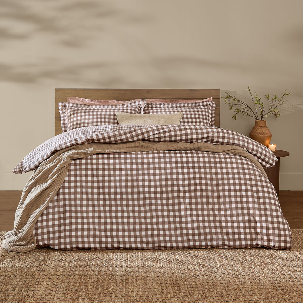 Check Brown Bedding - Barton Gingham Check Duvet Cover Set Chocolate Yard