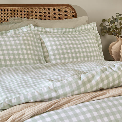 Barton Gingham Check Duvet Cover Set Eucalyptus
