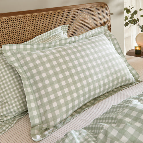 Barton Gingham Check Duvet Cover Set Eucalyptus