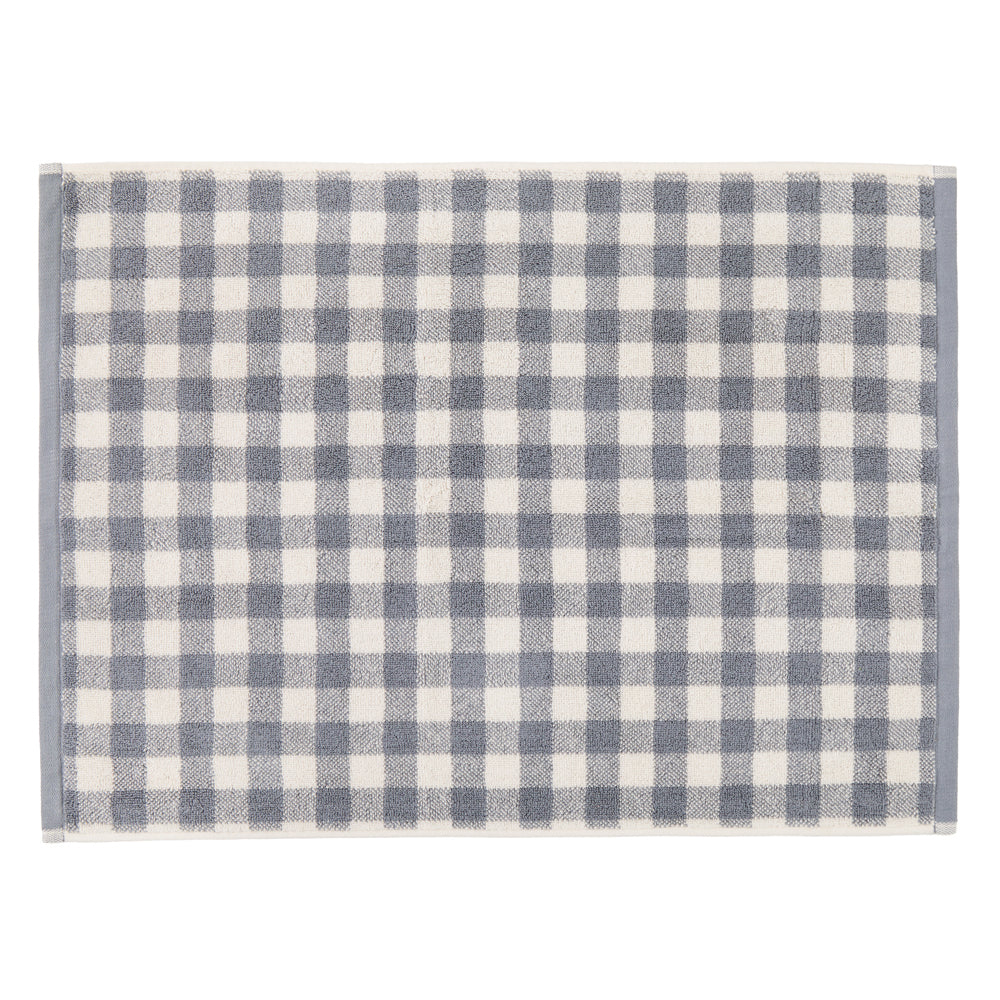 Barton Gingham Check Bath Mat Denim Blue