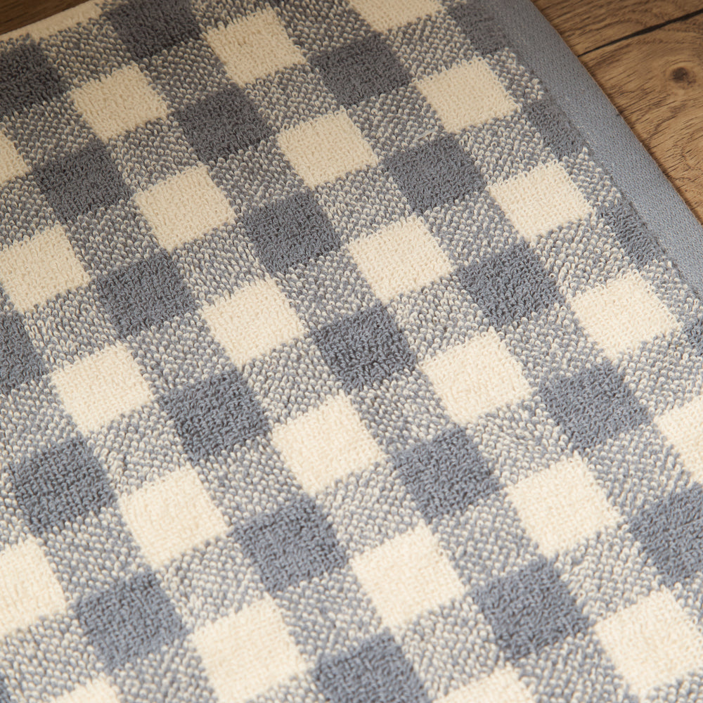Barton Gingham Check Bath Mat Denim Blue