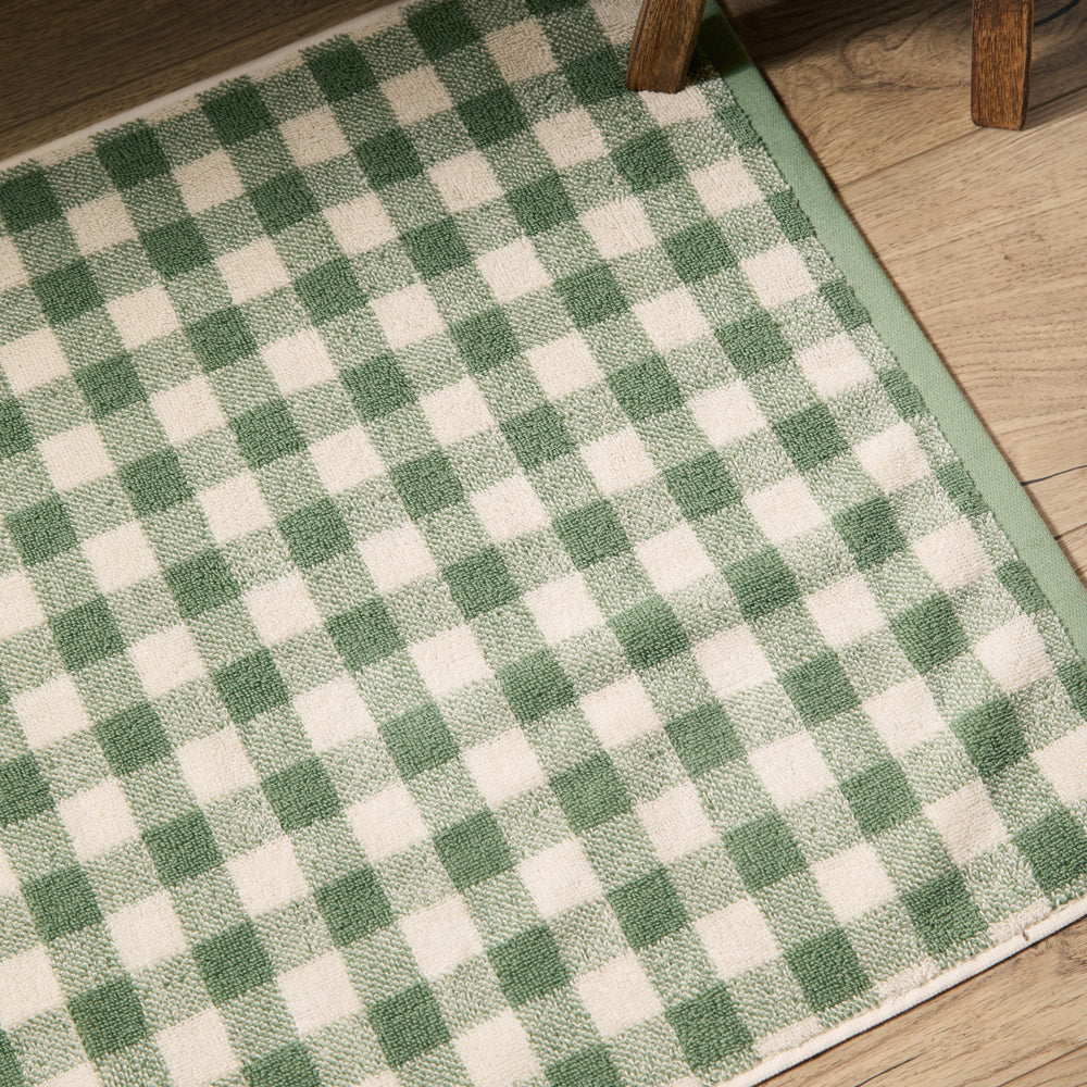 Barton Gingham Check Bath Mat Forest
