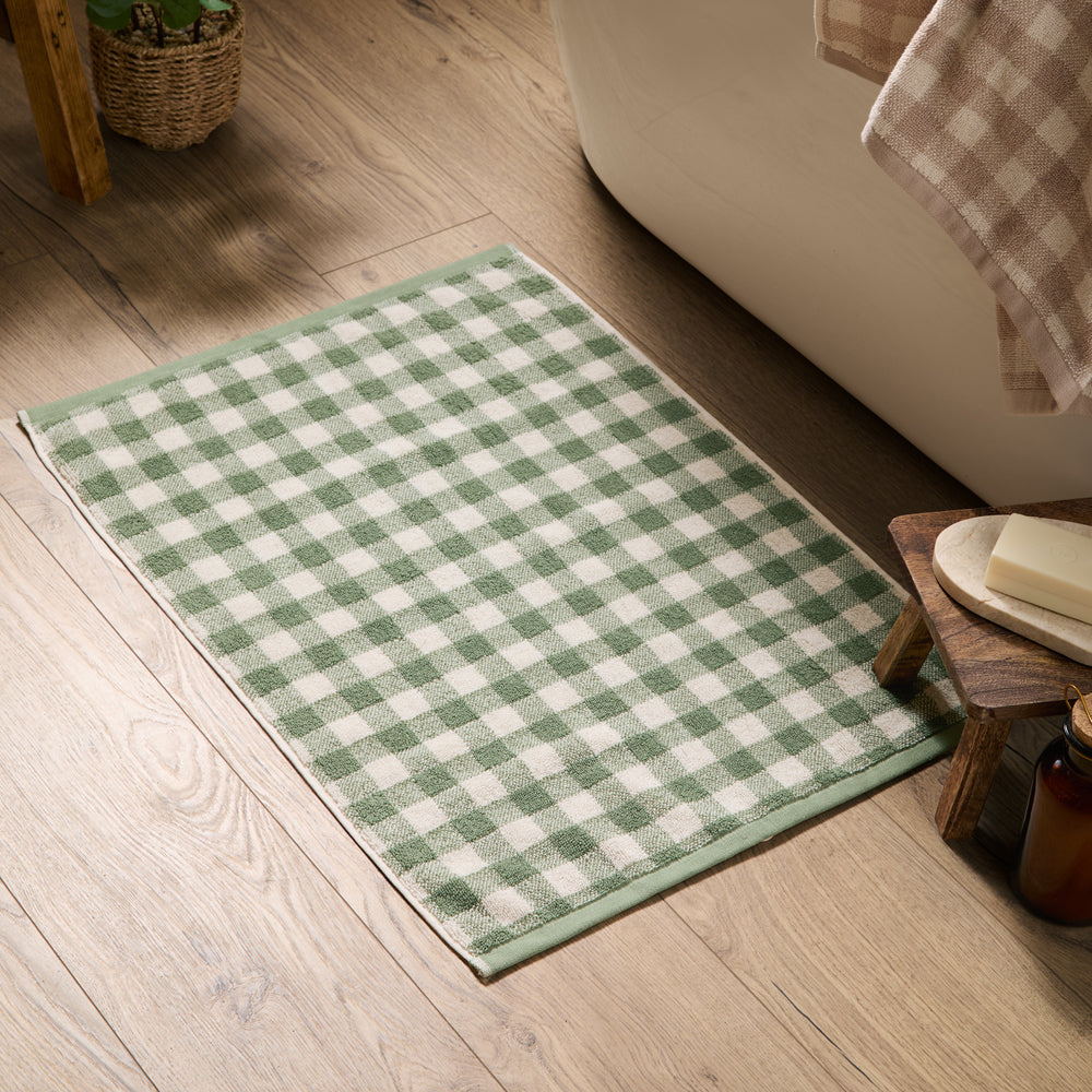 Check Green Bathroom - Barton Gingham Check Bath Mat Forest Yard