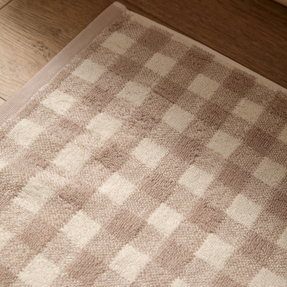 Barton Gingham Check Bath Mat Natural