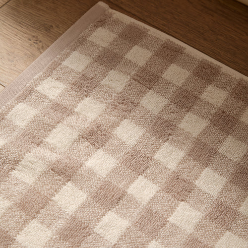 Barton Gingham Check Bath Mat Natural