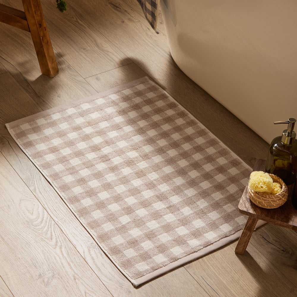 Check Cream Bathroom - Barton Gingham Check Bath Mat Natural Yard