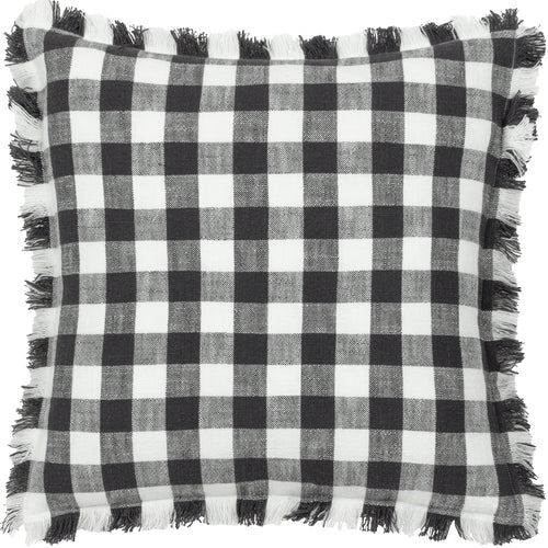 Check Black Cushions - Barton Check Fringed Cushion Cover Black Yard