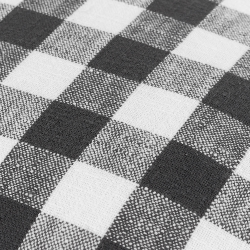 Barton Check Fringed Cushion Black
