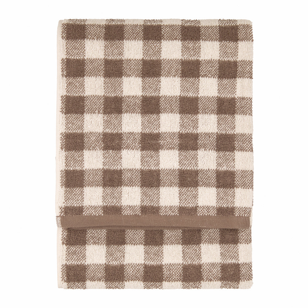 Barton Gingham Check Towels Cocoa Brown