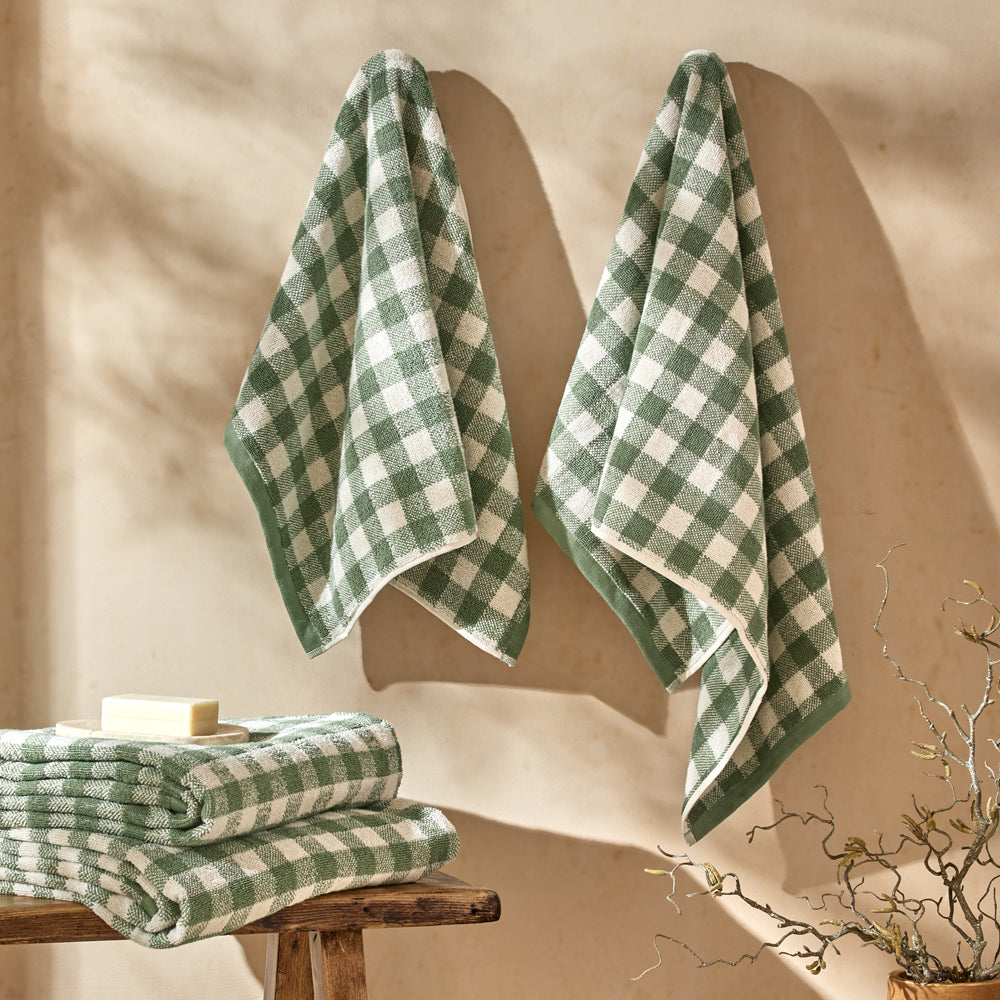 Barton Gingham Check Towels Forest