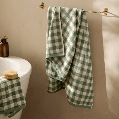 Barton Gingham Check Towels Forest