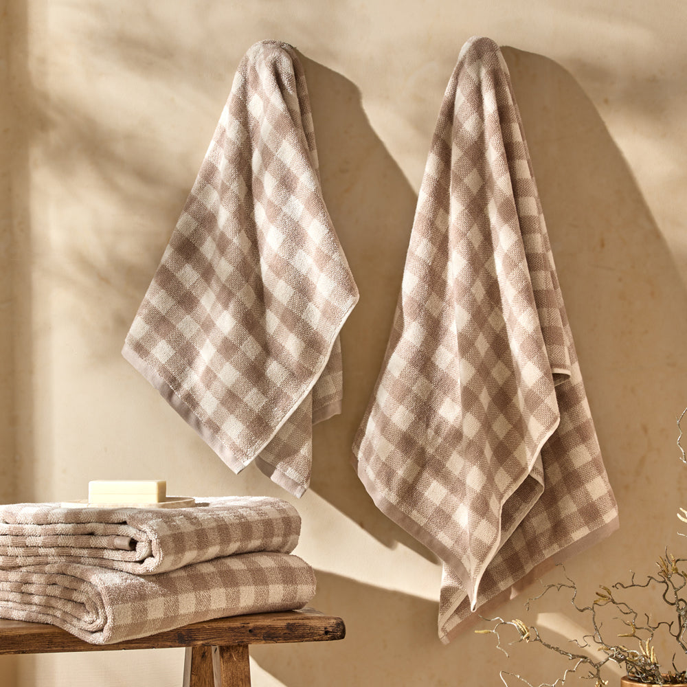 Barton Gingham Check Towels Natural